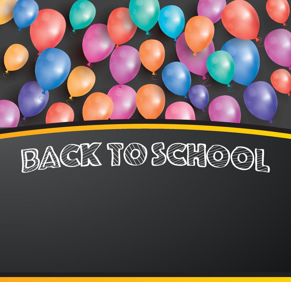 Back to school card with flying balloons and copy space. vector