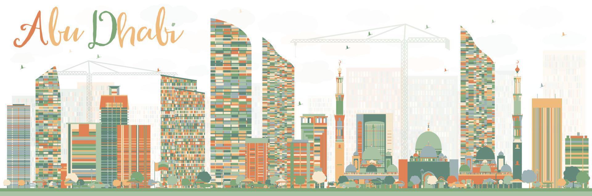 Abstract Abu Dhabi City Skyline with Color Buildings. vector