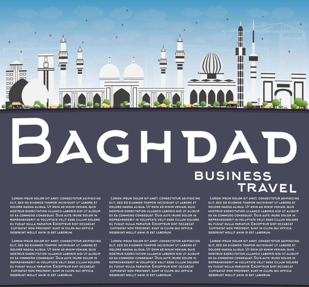 Baghdad Skyline with Gray Buildings, Blue Sky and Copy Space. vector