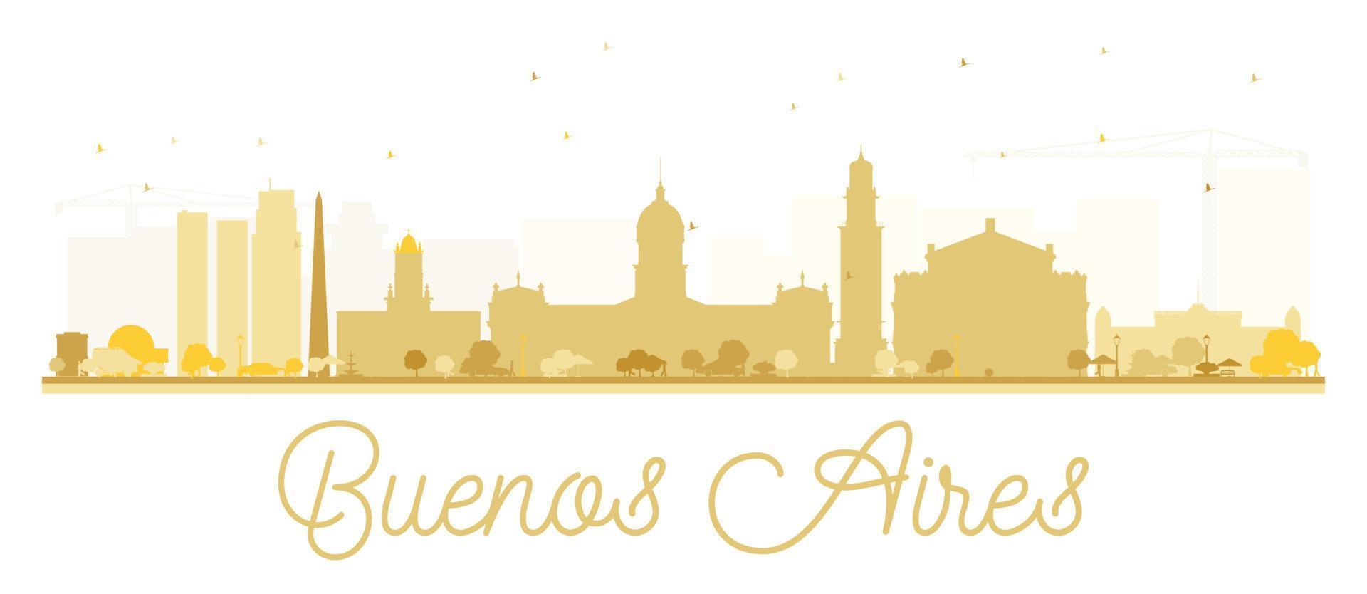 Buenos Aires skyline golden silhouette. vector