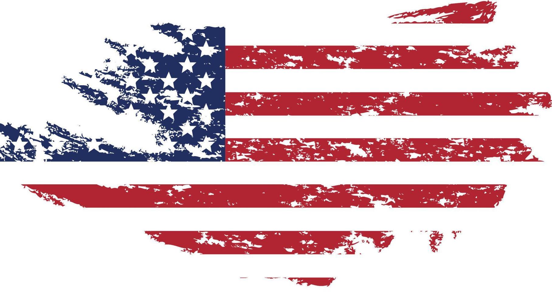 USA flag in grunge style. Brush stroke USA flag.Old dirty American flag. American Symbol. Raster illustration vector