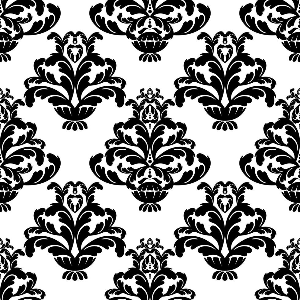 Remolino de ornamento de pergamino barroco vintage de damasco vectorial. remolino del escudo heráldico del monograma victoriano. retro floral patrón de hojas frontera follaje antiguo acanto caligrafía grabado tatuaje. patrones sin fisuras vector