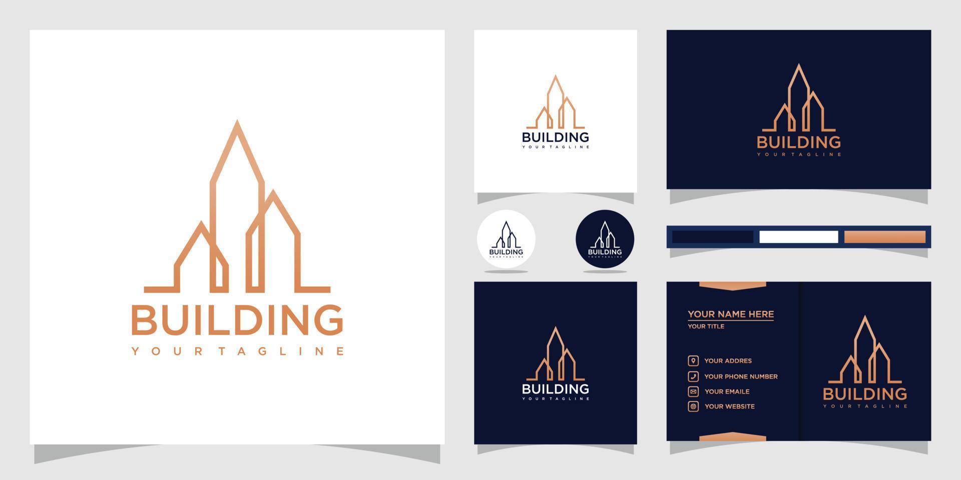 Creative Buildings real estate logo and business card reference Premium Vector. vector