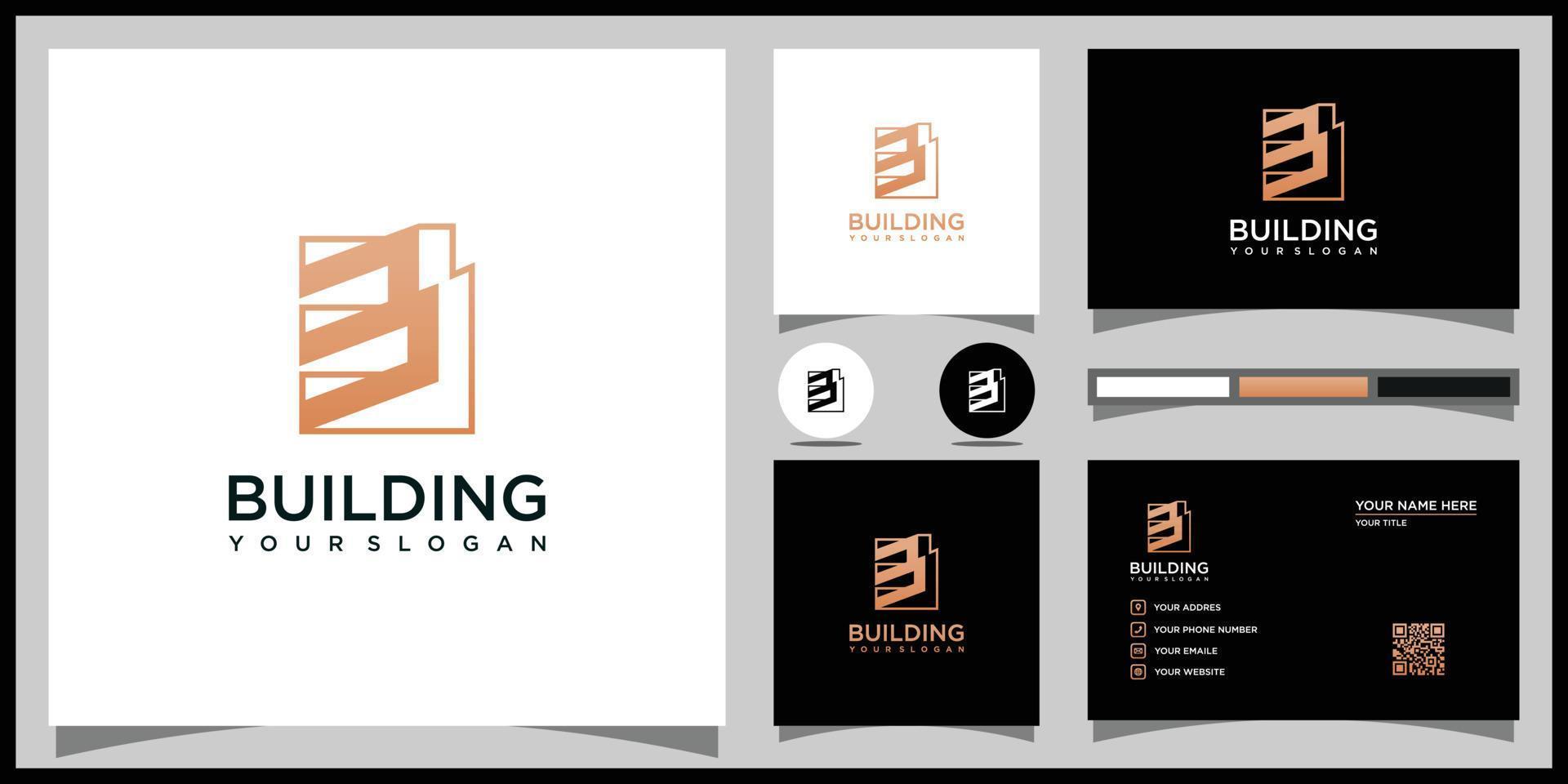 Creative Buildings real estate logo and business card reference Premium Vector. vector