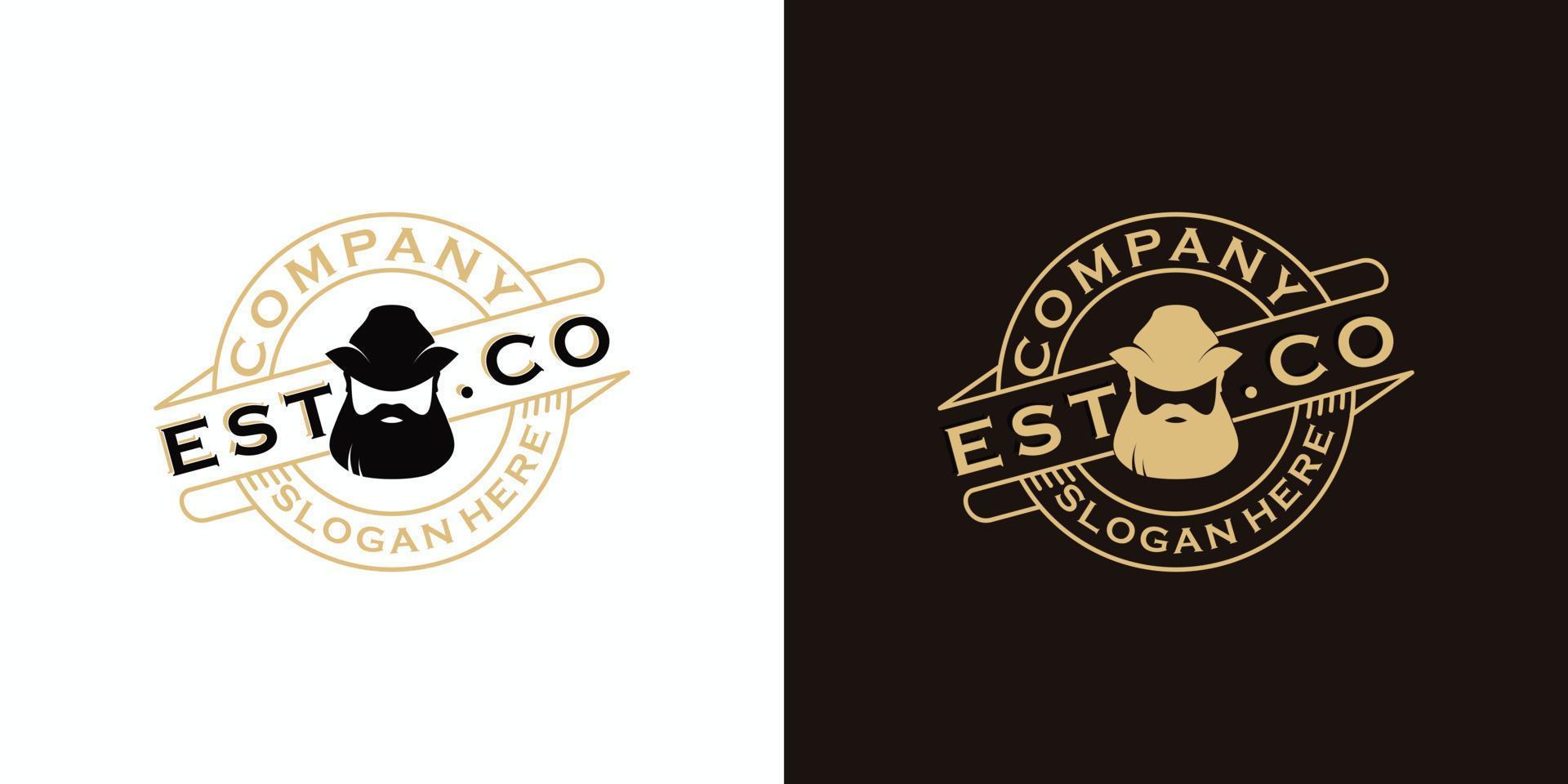 barba hombre logo inspiración vintage vector