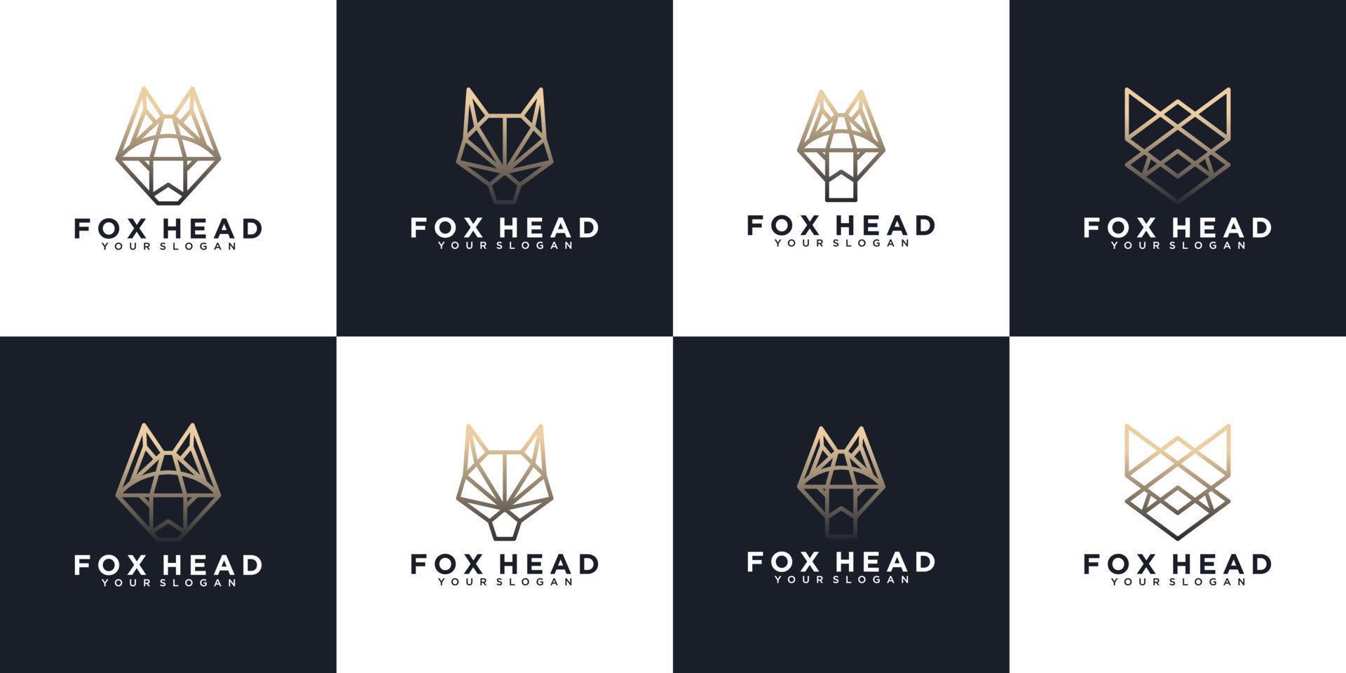 Set of fox head logo,logo reference for business vector