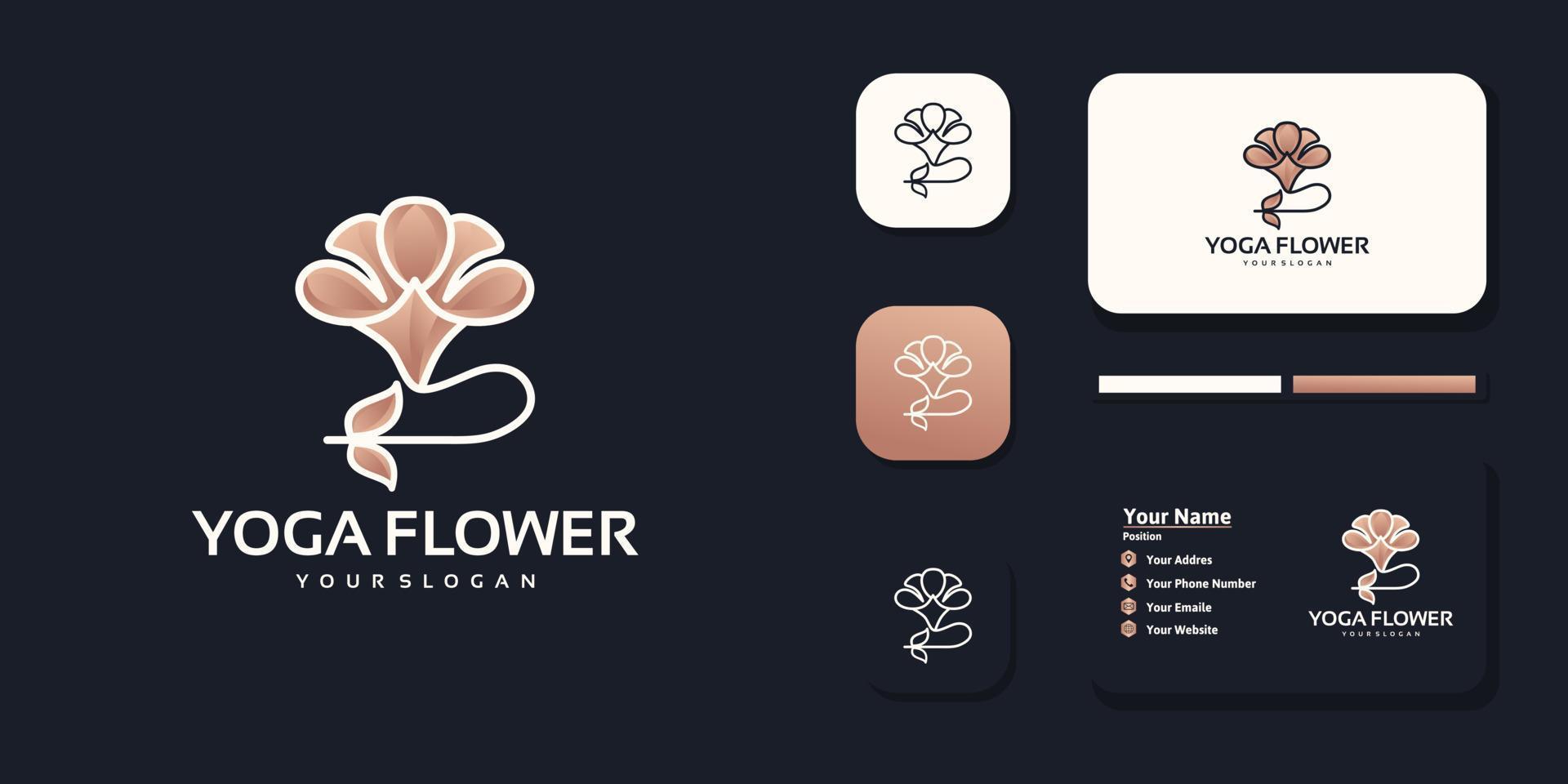 logotipo de meditación de yoga con concepto de flor vector