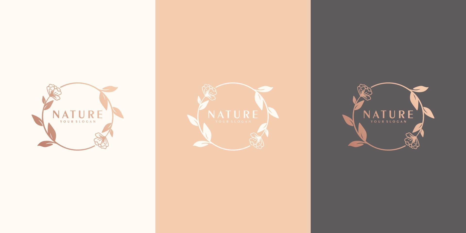 Feminine luxury flower logo vector