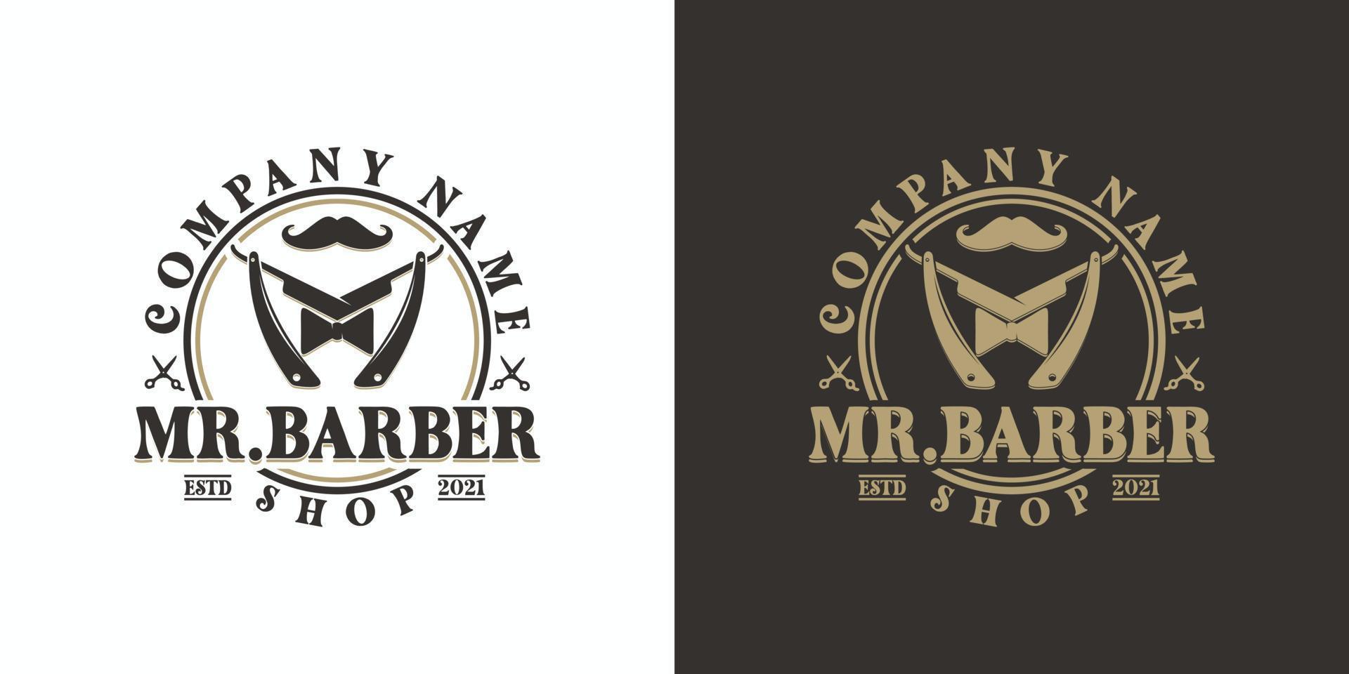 inspiración del logotipo de la barbería vintage vector