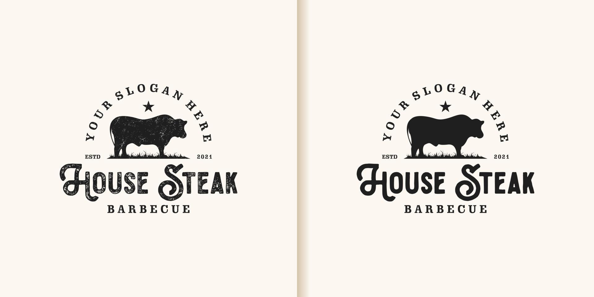 vintage steak house logo inspiration vector