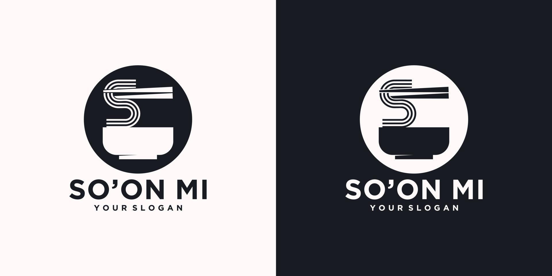 noodle logo reference, with initial style, noodle shop, food shop and other. vector