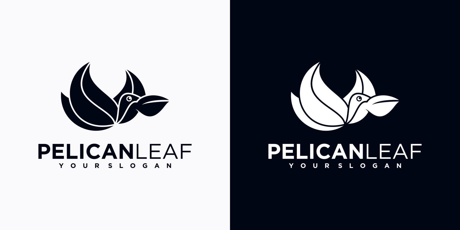 Pelican logo reference with leaf concept. vector