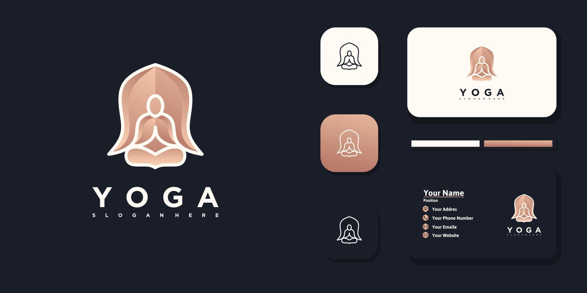 logotipo de meditación de yoga con concepto de flor vector