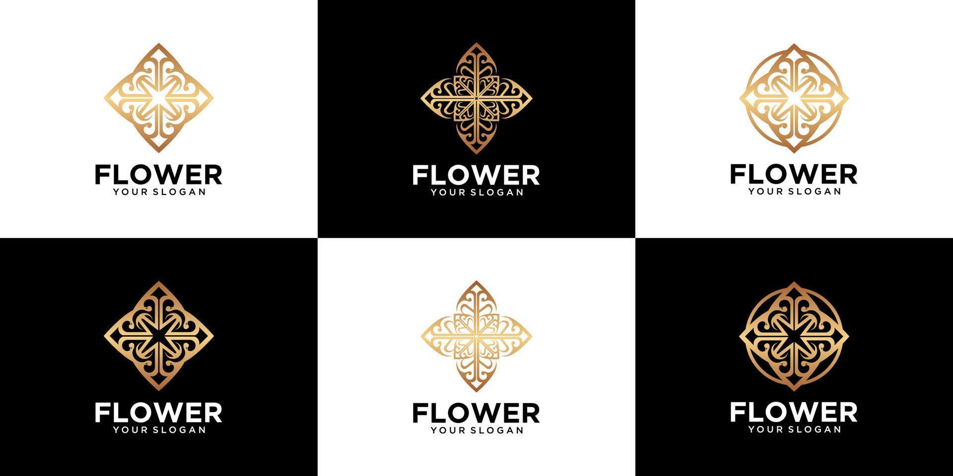 luxury ornament flower logo vector