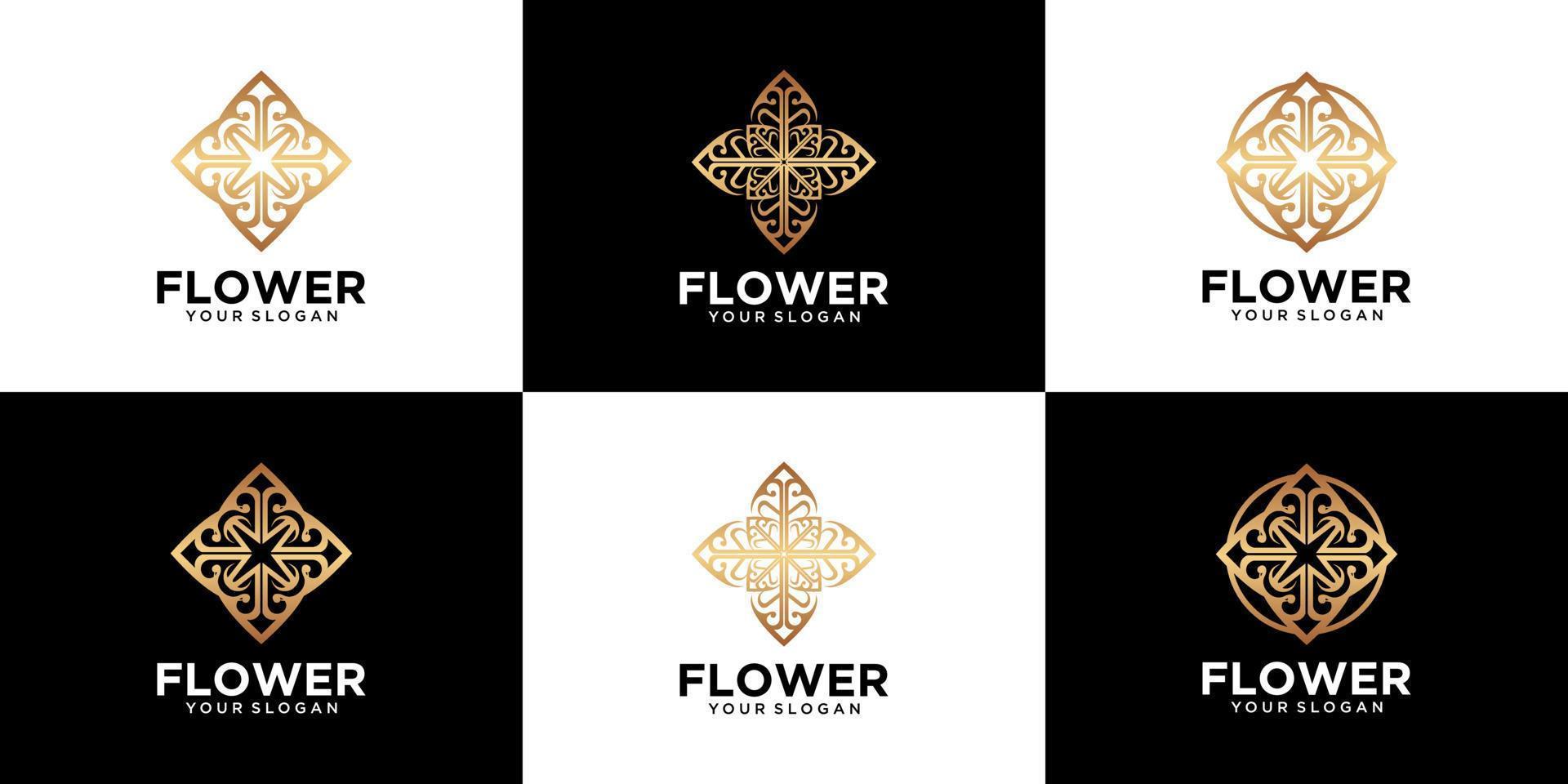 logotipo de flor de adorno de lujo vector