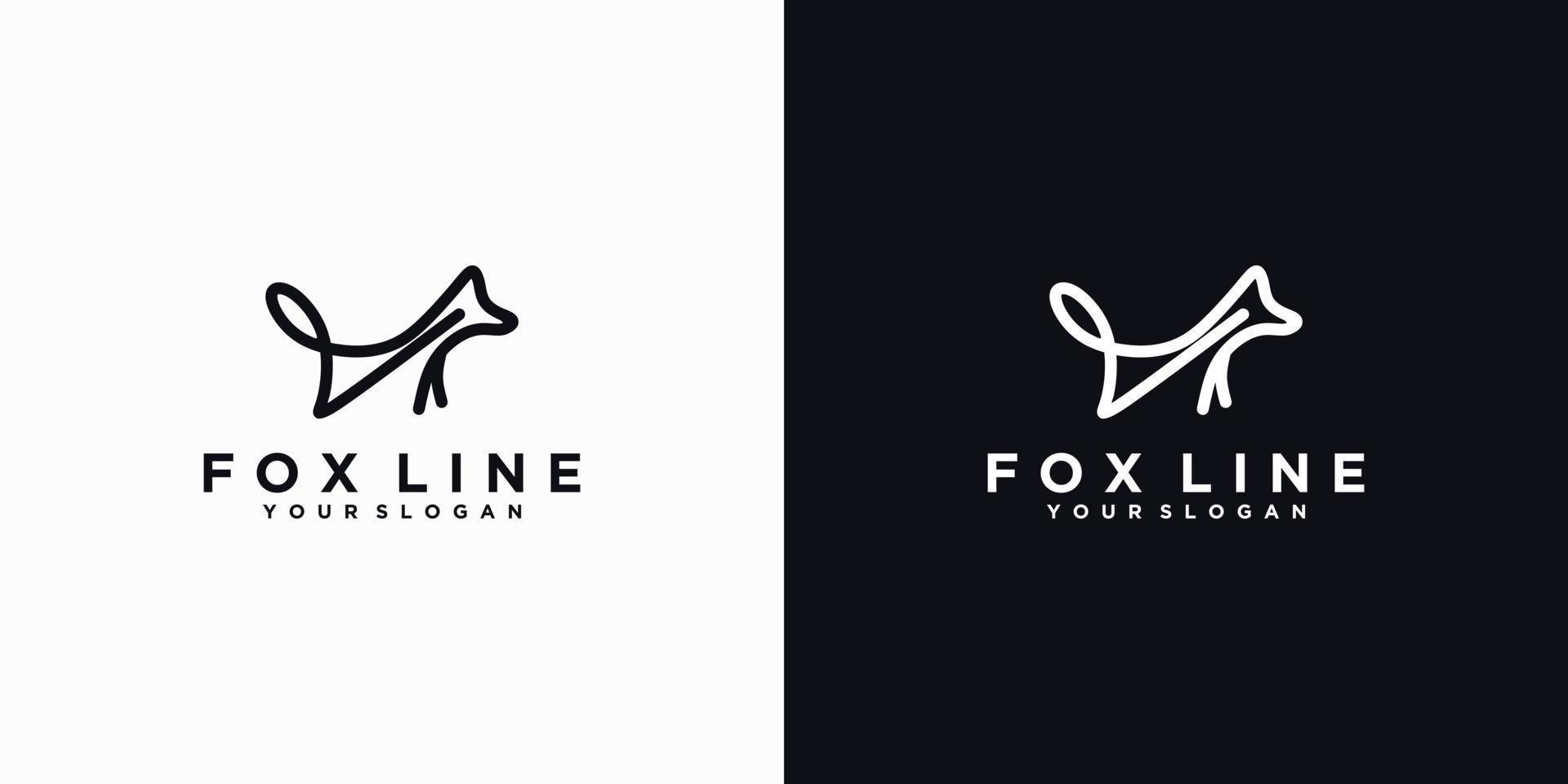 fox logo with minimalist line art,logo reference for business vector