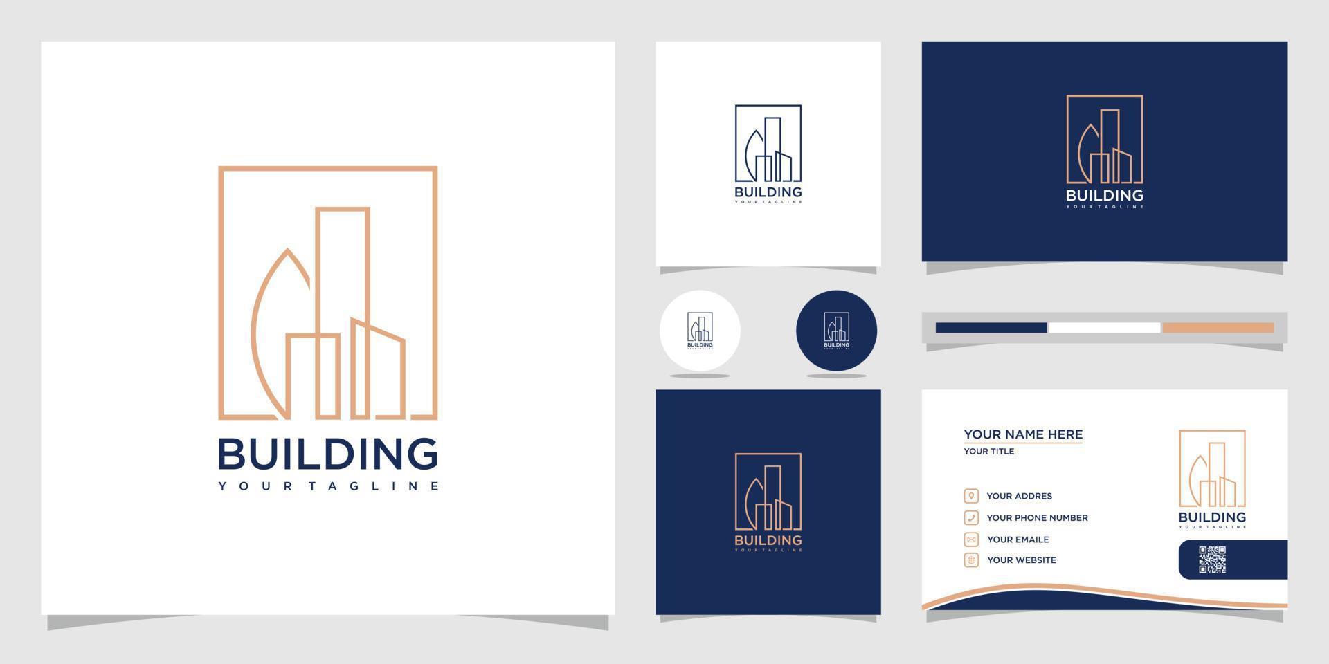 Creative Buildings real estate logo and business card reference Premium Vector. vector