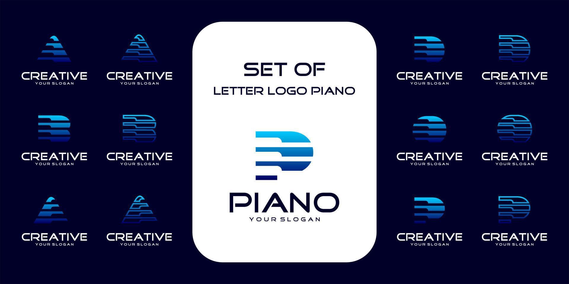 colección inicial de logotipos con concepto de piano. logotipo de referencia vector