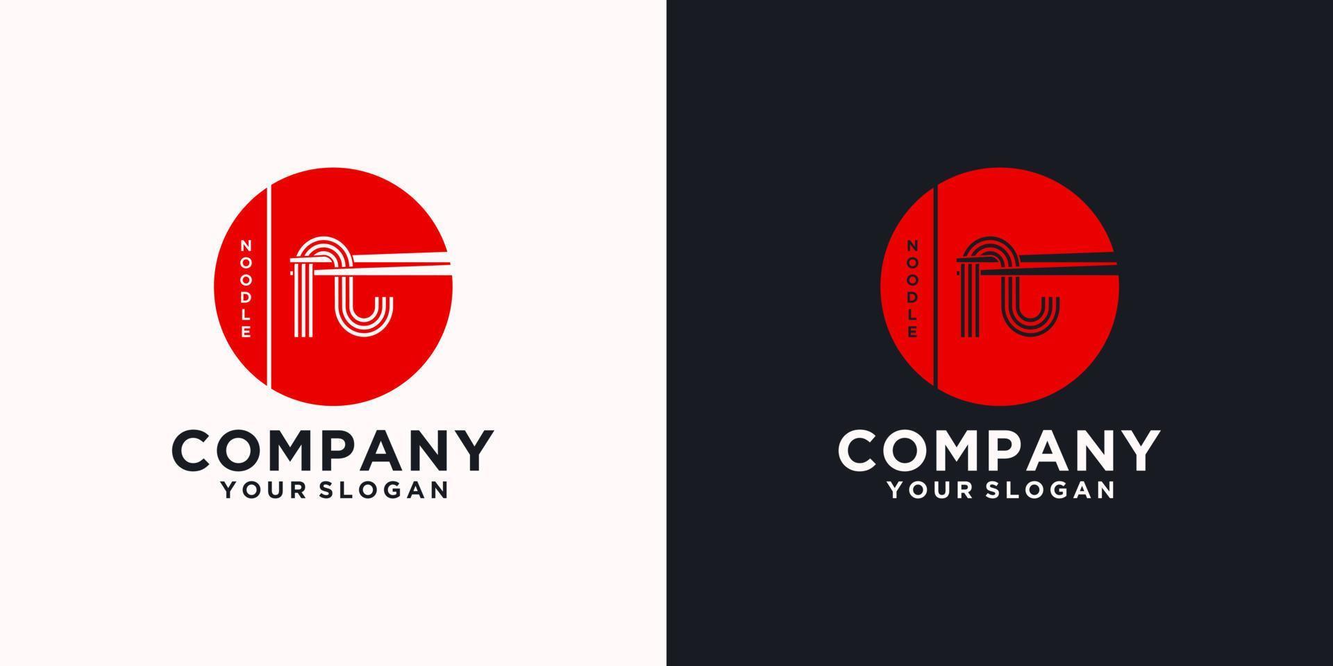 noodle logo reference, with initial style, noodle shop, food shop and other. vector