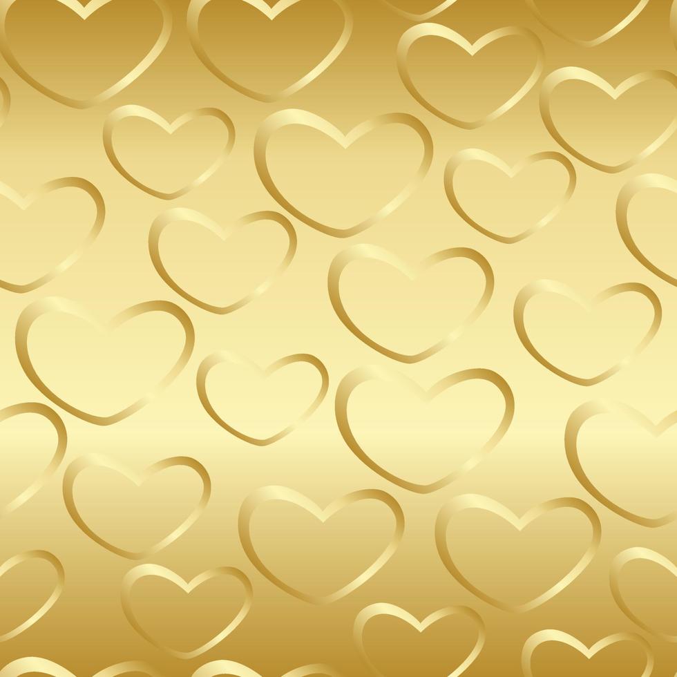 Gold glittering seamless pattern background with hearts vector