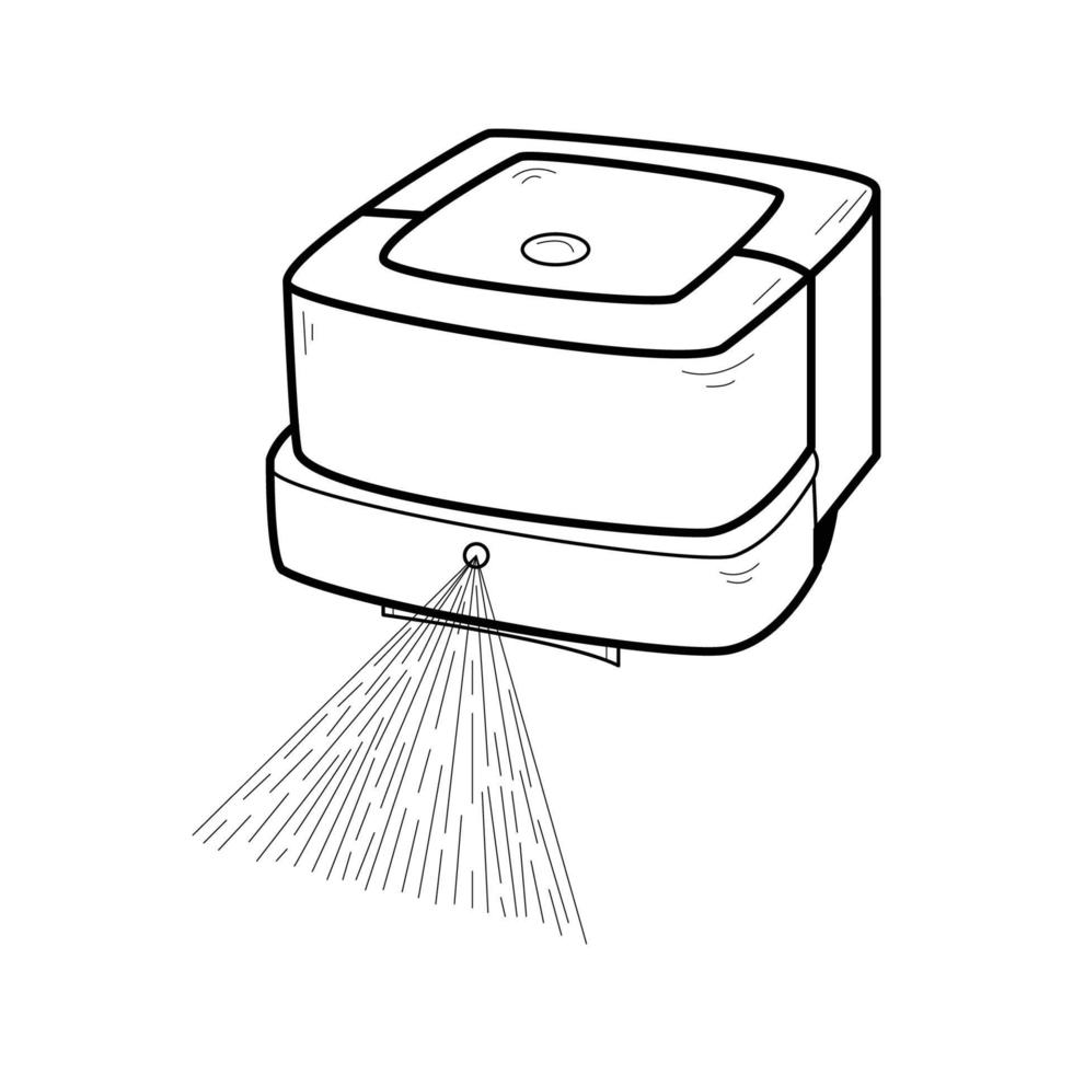 icono de robot aspirador con limpieza húmeda. ilustración simple vectorial en blanco y negro aislada en fondo blanco. vector