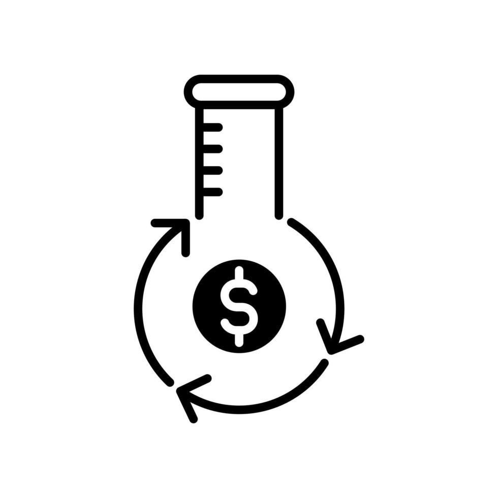 chemical flask with money icon vector