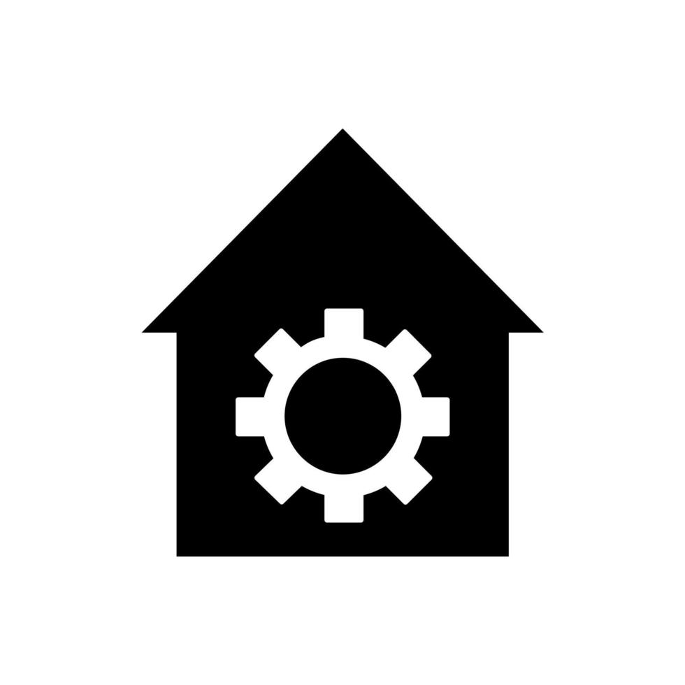 house with cogwheel, home setting icon vector