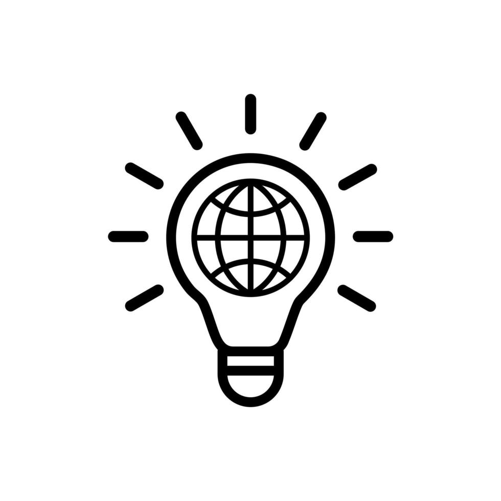 lightbulb with globe. global idea icon vector