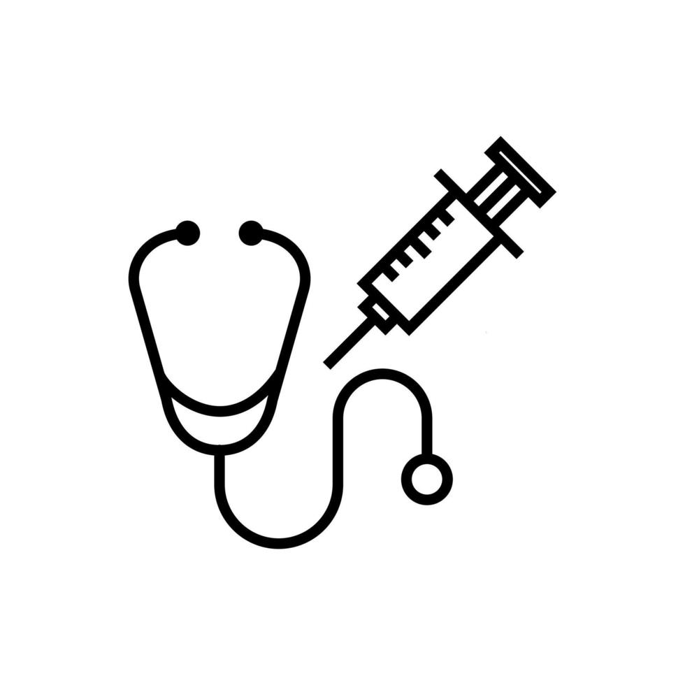 syringe with stethoscope icon. medical icon vector
