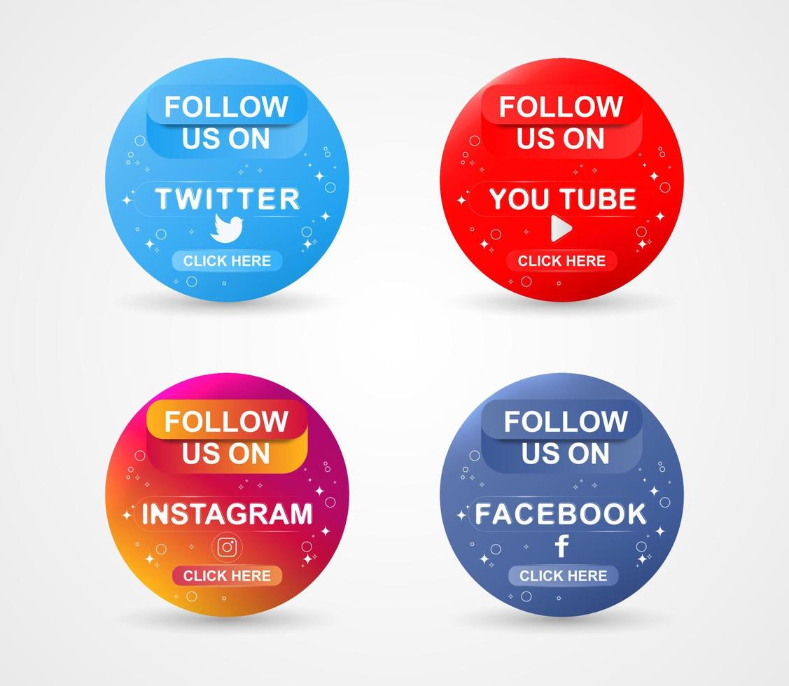 Emblem banners of follow us on social media. vector