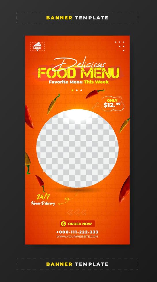 Delicious food menu banner template vector