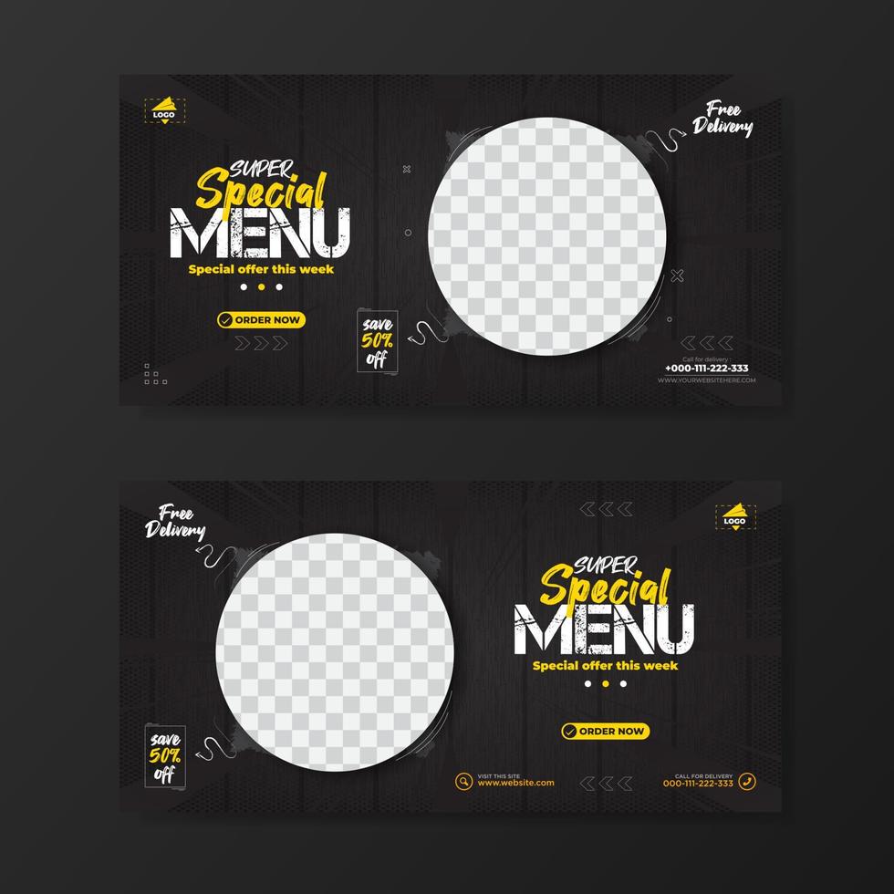 Super special menu banner promoton template rectangle shape vector