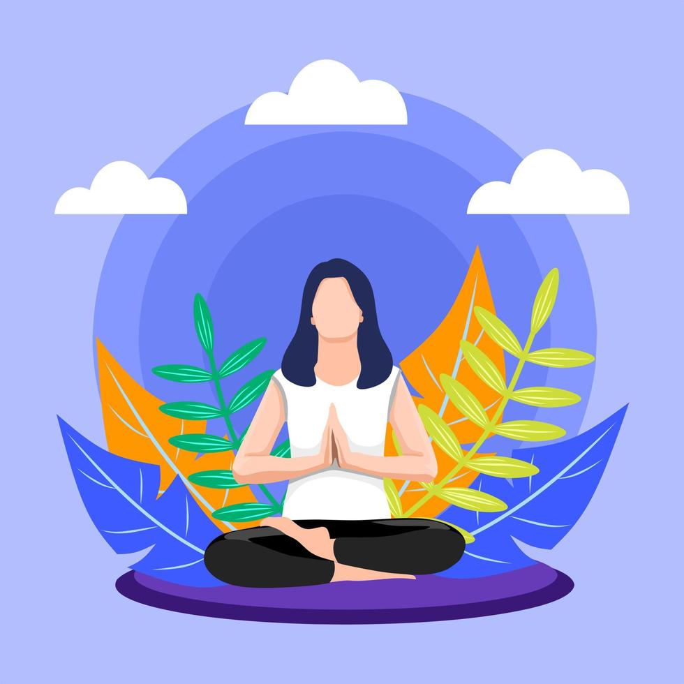 diseño plano de mujer de meditación vector