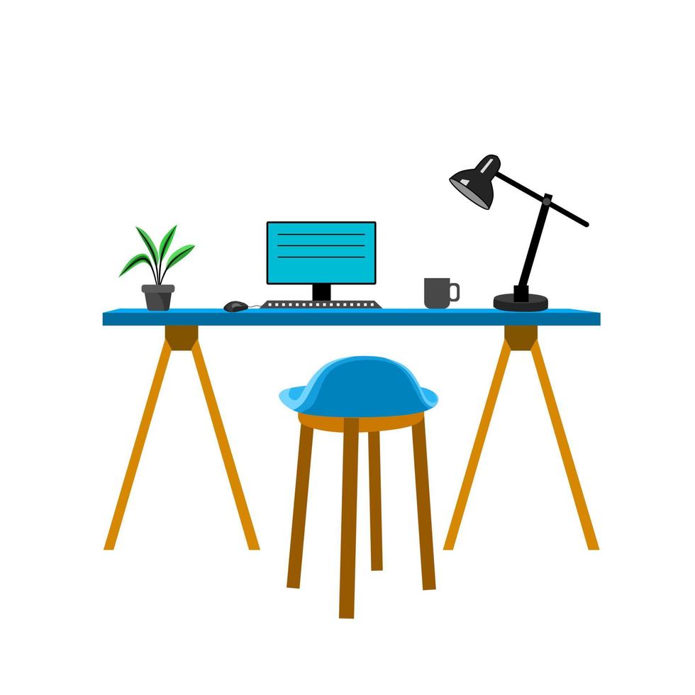 Flat design workspace illustration vector