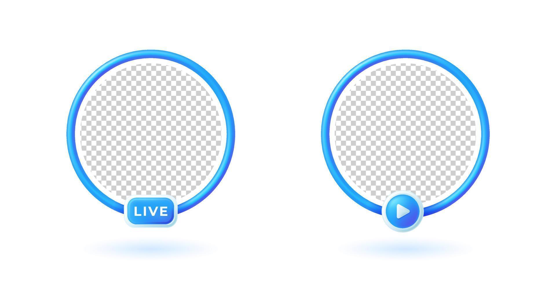marco azul de usuario de avatar de video de transmisión en vivo de redes sociales vector