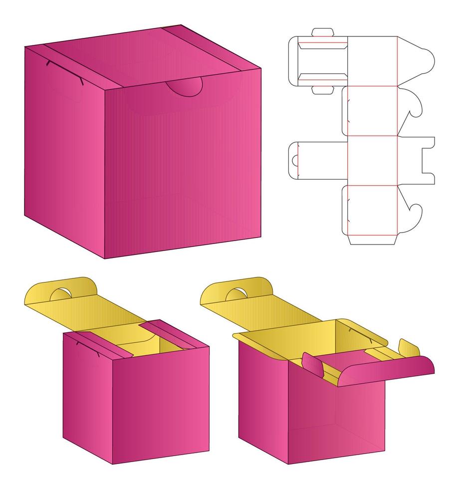 diseño de plantilla troquelada de embalaje de caja. Maqueta 3d vector