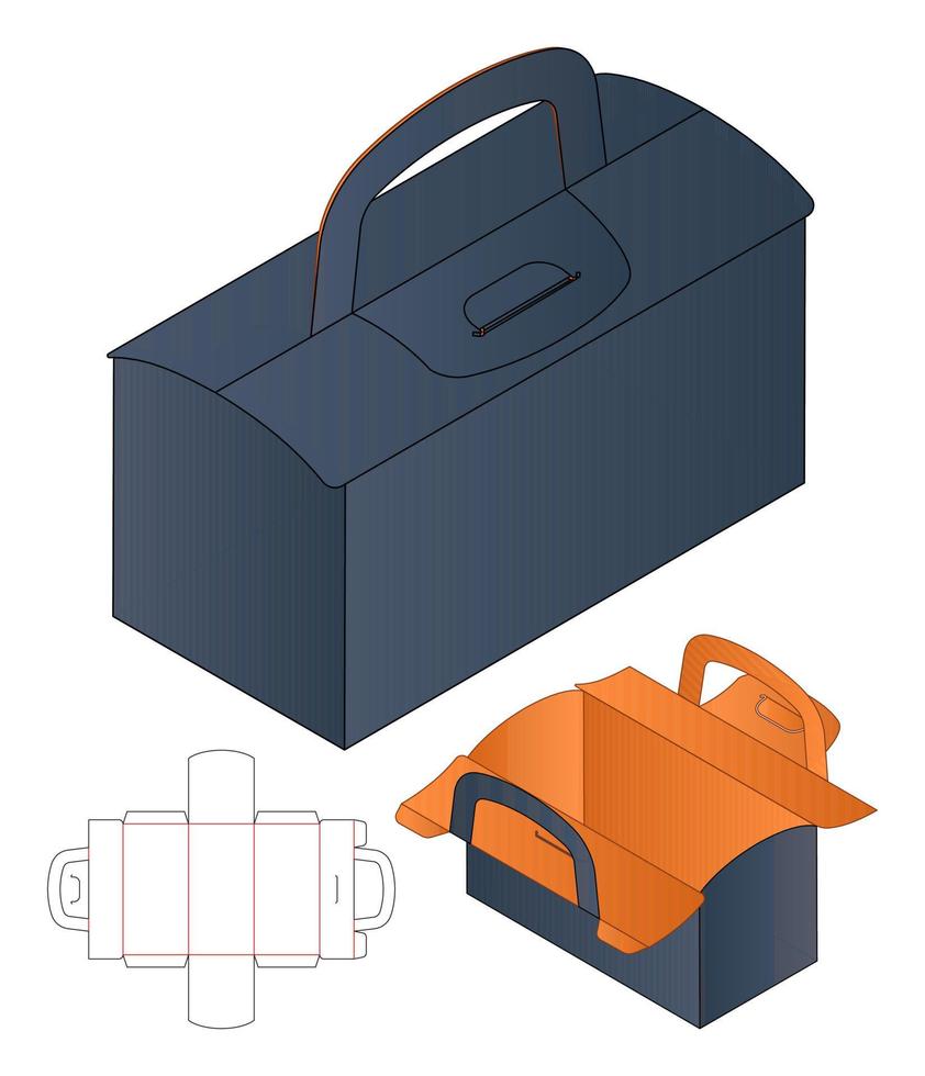 diseño de plantilla troquelada de embalaje de caja. Maqueta 3d vector