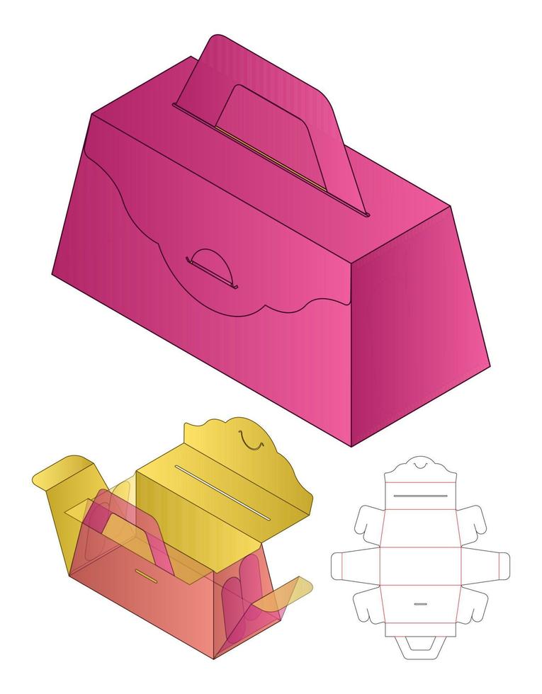 diseño de plantilla troquelada de embalaje de caja. Maqueta 3d vector