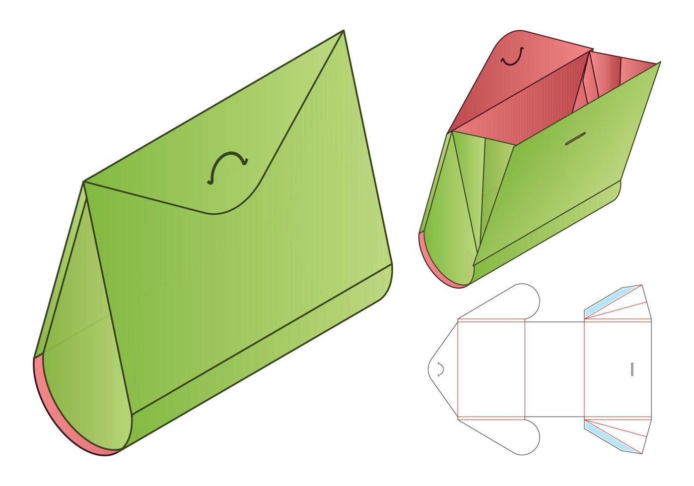 diseño de plantilla troquelada de embalaje de caja. Maqueta 3d vector