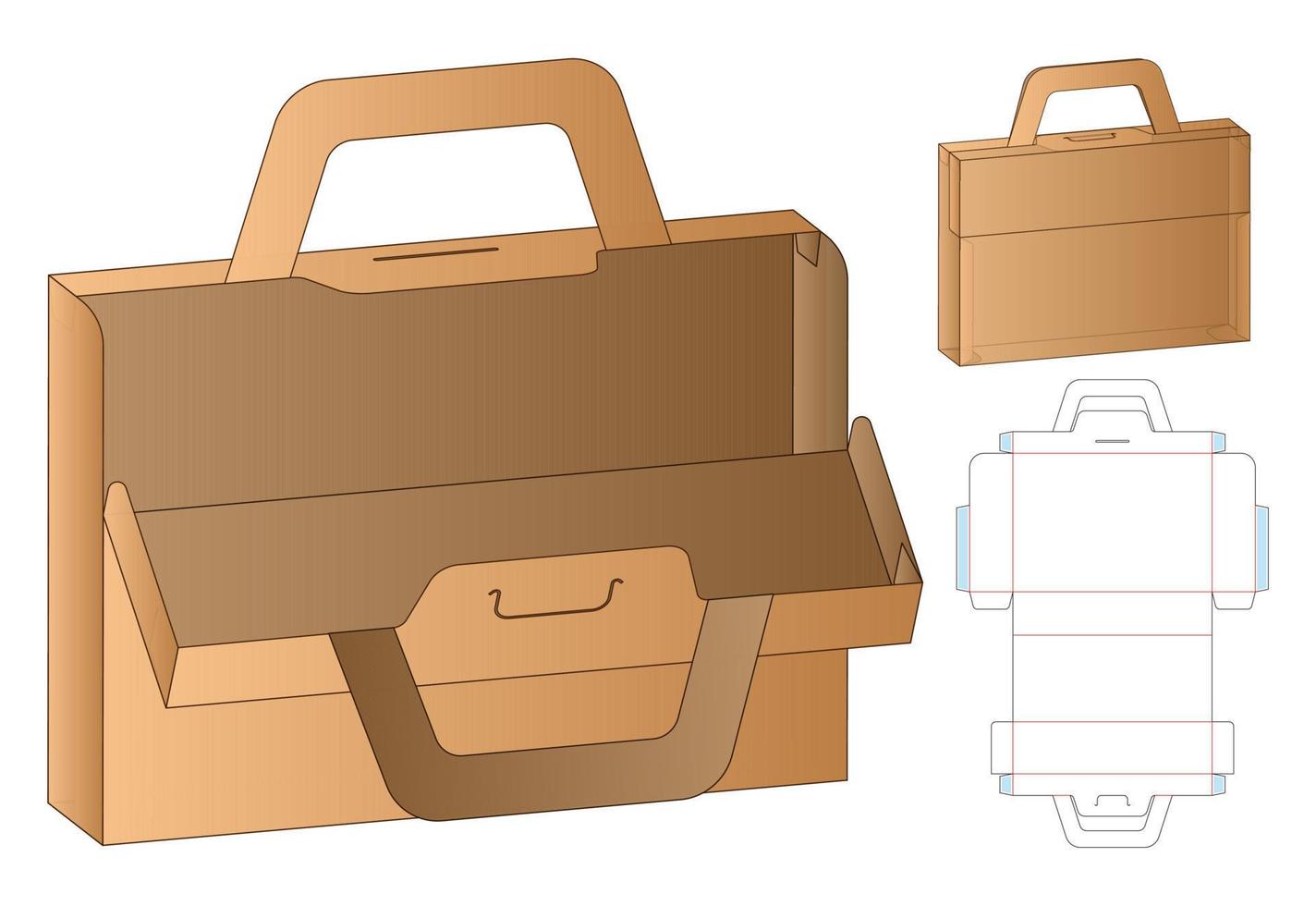 diseño de plantilla troquelada de embalaje de caja. Maqueta 3d vector