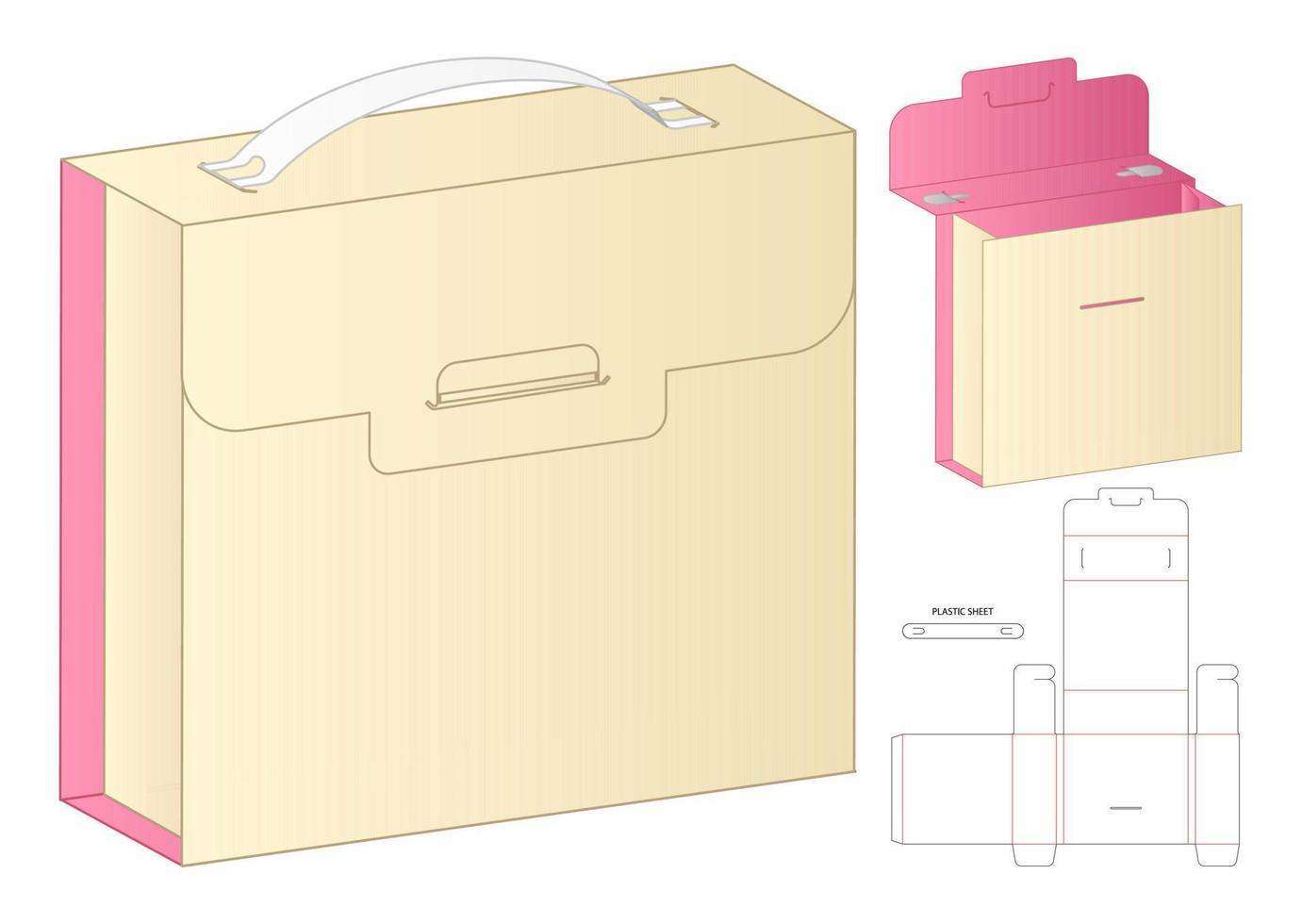 diseño de plantilla troquelada de embalaje de caja. Maqueta 3d vector