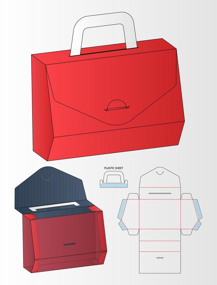 diseño de plantilla troquelada de embalaje de caja. Maqueta 3d vector