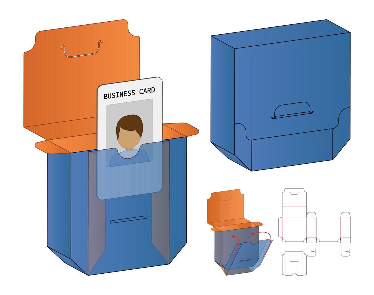 diseño de plantilla troquelada de embalaje de caja. Maqueta 3d vector