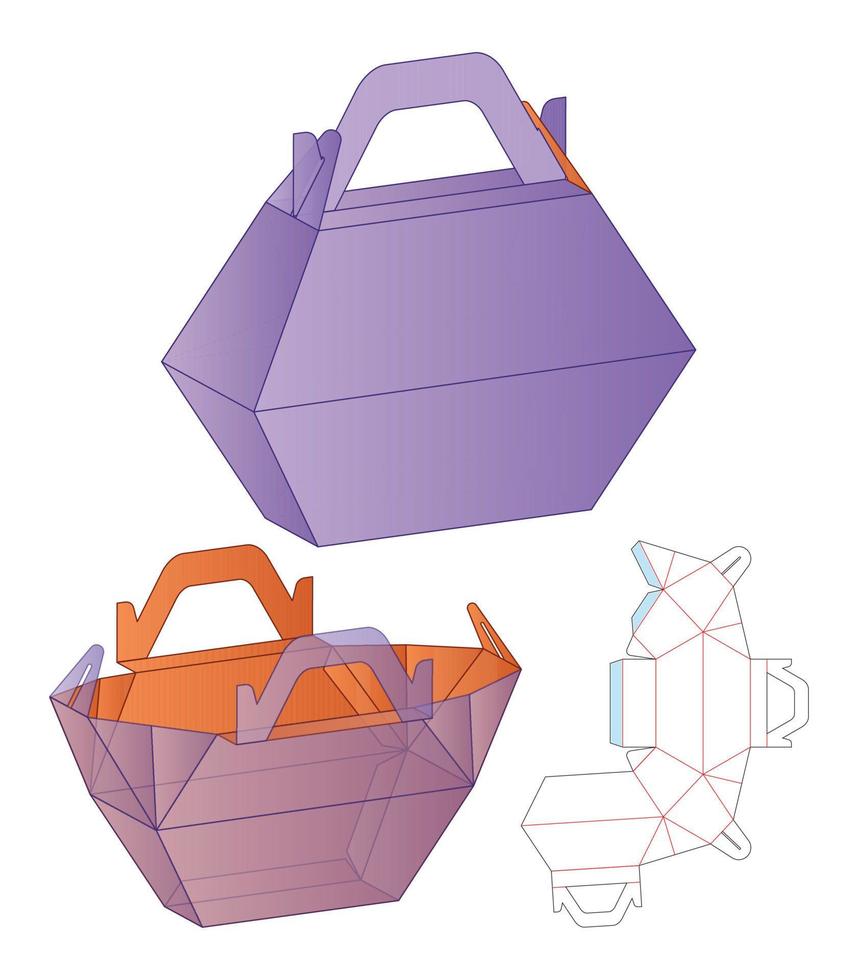 diseño de plantilla troquelada de embalaje de caja. Maqueta 3d vector