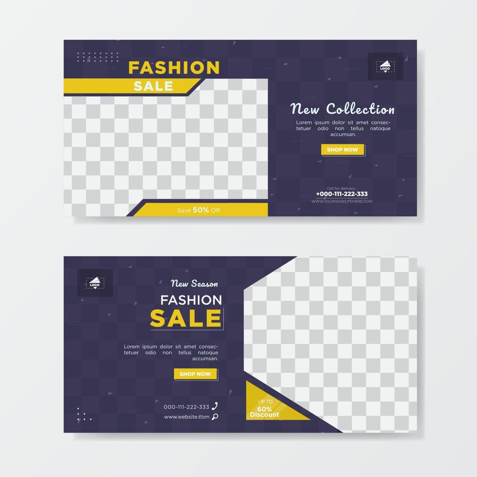 Banner of fashion sale promotion template blue color vector