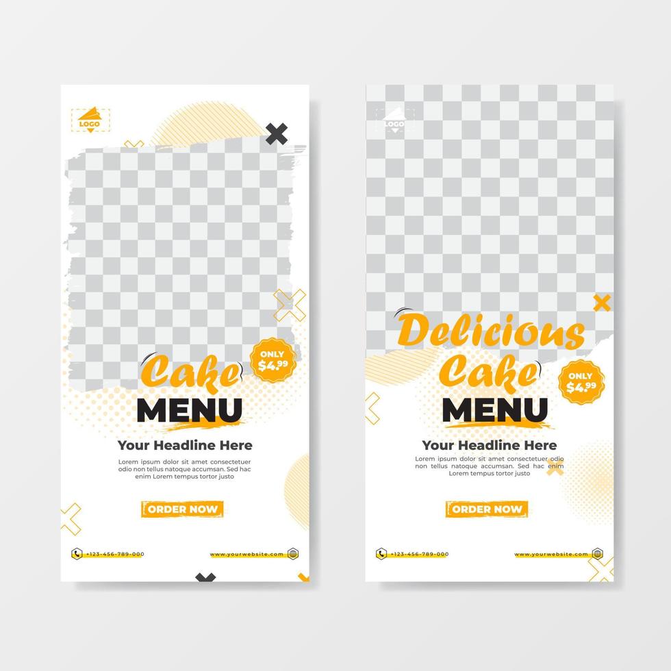 Cake menu template banner design promotion vector