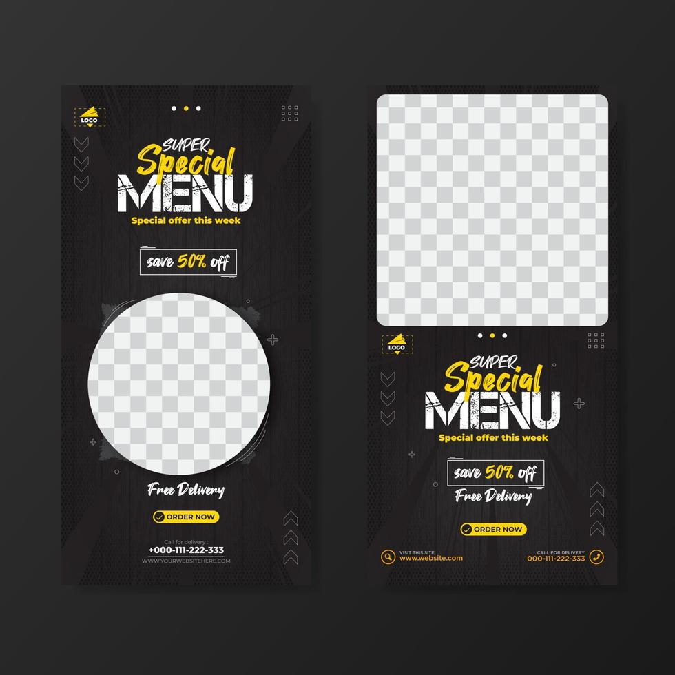 Super special menu banner promotion template with special offer this week vector