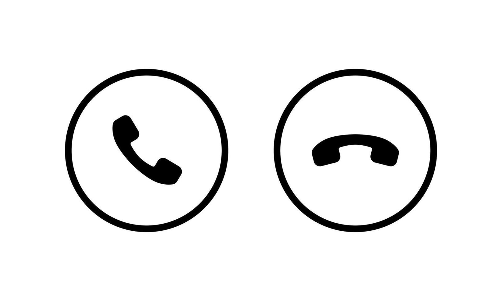 responder a la llamada y rechazar el icono del botón. aceptar y rechazar vector de símbolo