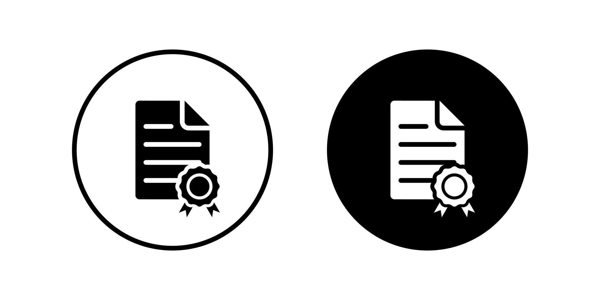 Certificate Document Icon Vector in Circle Shape