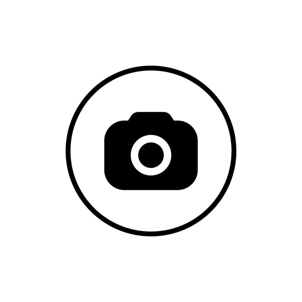 Camera, Capture Icon Vector in Line Circle Button